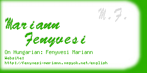 mariann fenyvesi business card